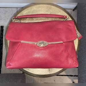 Coach red leather shoulder bag